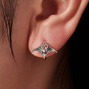 925 Sterling Silver Earrings with Transparent Glass, Enamel, White Gold Plated, 1.3x1.5cm for Women-7