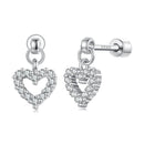 925 Sterling Silver White Gold Plated Pavé CZ Earrings-1