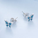 S925 Sterling Silver Earrings with Enamel Process, 6*8mm, Plated Platinum for Women-4
