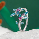 925 Sterling Silver Enamel White Gold Plated Ring with CZ for Women-4