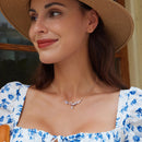 925 Sterling Silver Necklace with CZ & Resin Pendant, 18x39mm, Plated with White Gold-9