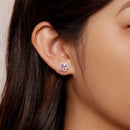 925 Sterling Silver Earrings with Pavé Setting CZ and Transparent Glass for Women-6