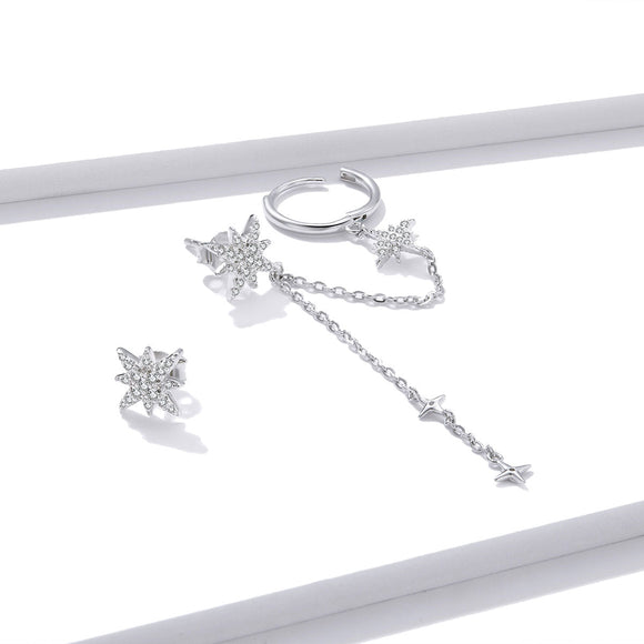S925 Sterling Silver Earrings with CZ in Pavé Setting, 5.9cm Length, 1cm Size for Women