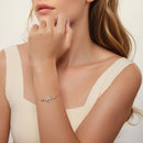 925 Sterling Silver White Gold Plated Bracelet with CZ Pendant-6