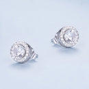 925 Sterling Silver 6.5mm Pavé Setting CZ Earrings-4