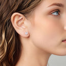 925 Sterling Silver Earrings with Pavé Setting CZ in White Gold Plated-7