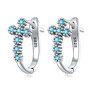 925 Sterling Silver Turquoise Earrings 1.5x0.7cm Oxidized Silver for Women-1