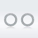925 Sterling Silver Oxidized Pavé Setting CZ Earrings 1.1cm for Women-3