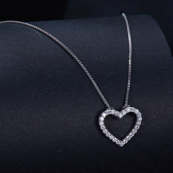 S925 Sterling Silver Necklace with Moissanite, 400mm + 50mm, Platinum Plated, Women