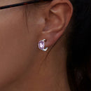 925 Sterling Silver Earrings with Transparent Glass, 12x7mm, for Women-9