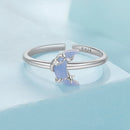 925 Sterling Silver Luminous Stone 0.80cm Moon Ring for Women-3