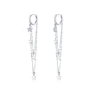 925 Sterling Silver Earrings with Plated Platinum and Pavé Setting CZ, Size 6.5cm-1