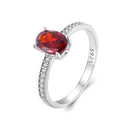 925 Sterling Silver Pavé Setting CZ Synthetic Garnet Ring for Women-3