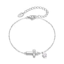 925 Sterling Silver Bracelets with Pavé Setting CZ, Length 15+6cm, White Gold Plated for Women-1