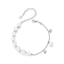 925 Sterling Silver 15+6cm White Gold Plated Bracelet with Quality Shell Pearl & CZ for Women-2