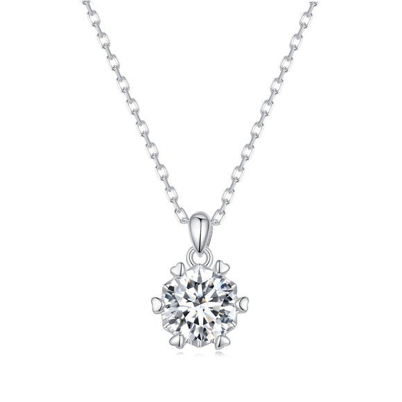 925 Sterling Silver Moissanite Necklace 39cm+5cm Length for Women