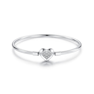 925 Sterling Silver White Gold Plated CZ Bracelet for Women - Size 17.0 - 0