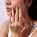 925 Sterling Silver Ring with Transparent Glass & Nano Opal, Width 0.18cm, Style E, for Women-5