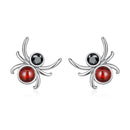 925 Sterling Silver Earrings with Pavé Setting CZ and Transparent Glass-1
