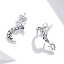925 Sterling Silver Earrings with Translucent Opal and CZ in Oxidized Finish-7