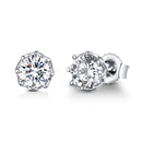 925 Sterling Silver Plated Platinum 0.6cm CZ Earrings-1