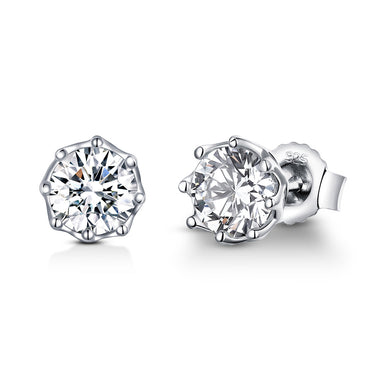 925 Sterling Silver Plated Platinum 0.6cm CZ Earrings