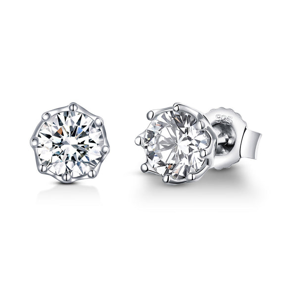 925 Sterling Silver Plated Platinum 0.6cm CZ Earrings