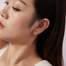 925 Sterling Silver Earrings with Pavé Set CZ & White Gold Plating, 0.75cm for Women-6