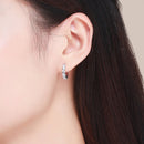 925 Sterling Silver Earrings with Pavé CZ in Platinum Plating, 1.6 x 0.3 cm for Women-6