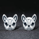 925 Sterling Silver Oxidized Enamel Earrings for Women 1*1cm-2