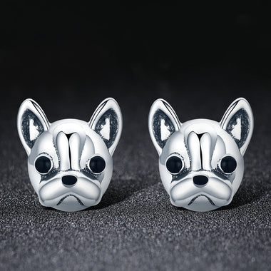 925 Sterling Silver Oxidized Enamel Earrings for Women 1*1cm - 0