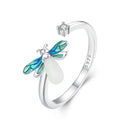 925 Sterling Silver White Gold Plated Enamel Pavé Setting CZ Ring-6