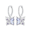925 Sterling Silver Earrings with Pavé Setting CZ and Transparent Glass for Women-1