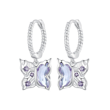 925 Sterling Silver Earrings with Pavé Setting CZ and Transparent Glass for Women