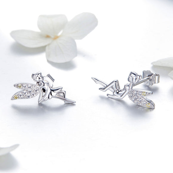 925 Sterling Silver Stud Earrings with CZ, 1.2 x 1.5cm & 1.5 x 0.9cm, Women