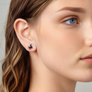 925 Sterling Silver Enamel Oxidized Silver Earrings 0.9*1.0cm for Women-7
