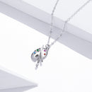 925 Sterling Silver Adjustable Pendant Necklace with CZ in Platinum Finish-3