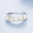 925 Sterling Silver White Gold Plated Freshwater Pearl Ring Size 6 for Women-5