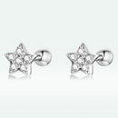 925 Sterling Silver Earrings with Pavé Setting CZ and Platinum Plating - 0.5cm for Women-4