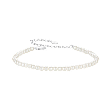 925 Sterling Silver White Gold Plated Shell Pearl Bracelet 16+6cm for Women