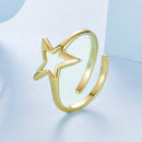925 Sterling Silver Plated Gold 1.40cm Star Ring-2