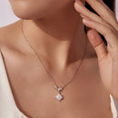 925 Sterling Silver Moissanite Pendant Necklace with Pavé Setting in White Gold - 40+5cm for Women-6