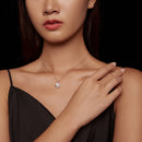 925 Sterling Silver Moissanite Pendant Necklace for Women, 39+5cm, Platinum Plated-7