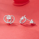 925 Sterling Silver White Gold Plated Pavé Setting CZ Earrings-4
