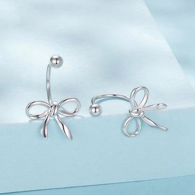 925 Sterling Silver Earrings with White Gold Plating - 1.0*1.3 cm - 0