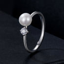925 Sterling Silver Moissanite & Freshwater Pearl Ring 3mm Size 6 for Women-3