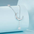 925 Sterling Silver Pavé Setting CZ Moon Necklace for Women-3