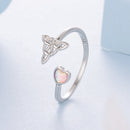 925 Sterling Silver Synthetic Opal White Gold Plated Ring for Women-2
