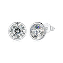 925 Sterling Silver Earrings with Pavé Setting CZ, 7mm, Plated Platinum for Women-2