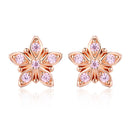 925 Sterling Silver Rose Gold Plated Pavé Setting CZ Earrings-1